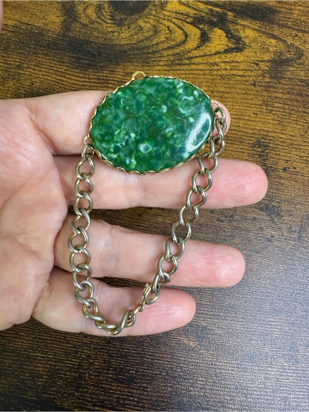Green Resin Pendant with Chunky Chain